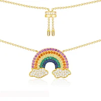 S925 brass plated rainbow Pendant Necklace women's stone inlay large jewelry factory,OEM/ODM Jewelry Trade processing customized,Wholesale jewelry manufacturer