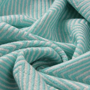 100% Acrylic Herringbone Jacquard Wool Handle Woven Blanket Throw