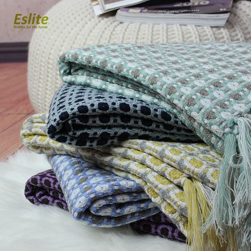 100% Acrylic Fringed Spring/Summer Colorful Home Textile Blanket