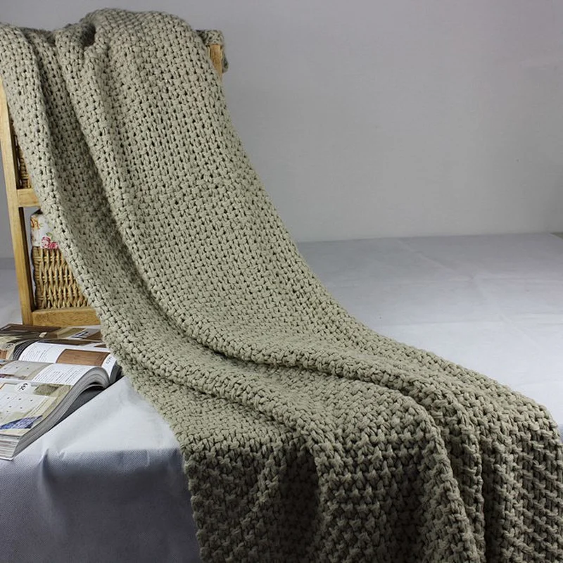 100% Acrylic Super Soft Faux Mohair Cable Knit Throw