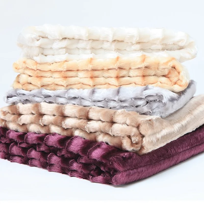 100% Polyester Air Brushed Strip PV Fur Blanket