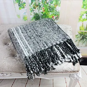 100% Acrylic Stripe-graded Hot Selling Europe Mohair Blanket