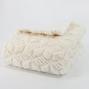 Hot selling Polyester Quilted Rabbit Fur Throw For Bed