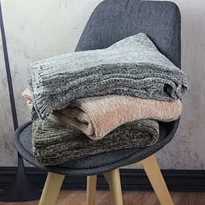 100% Polyester Sofa Decorative Knitted Chenille Throw