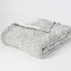 100% Polyester Chevron Knitted  Chenille Throw