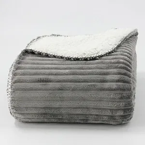 100% Polyester Soft  Two Layers Corduroy Flannel Fleece Sherpa Blanket