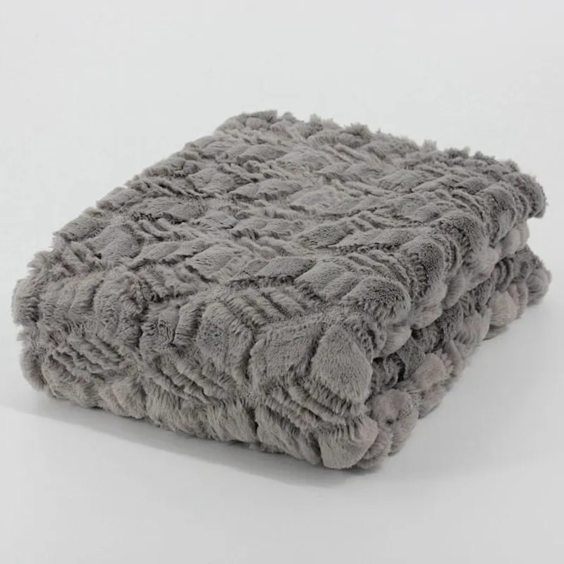 Hot selling Polyester Quilted Rabbit Fur Throw For Bed