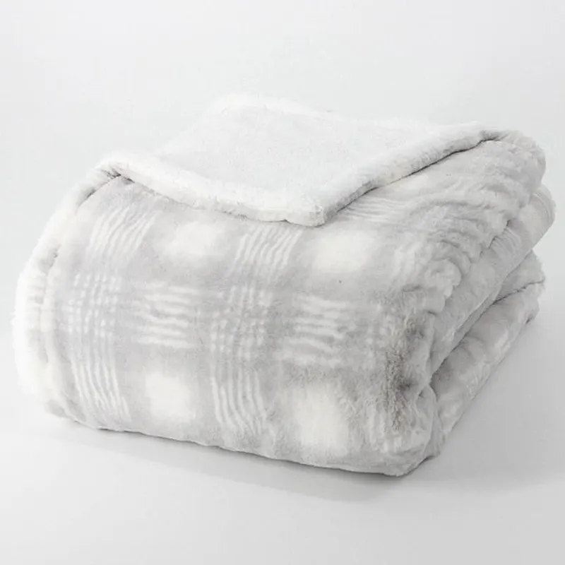 100% Polyester Soft Printed Rabbit Faux Fur Blanket