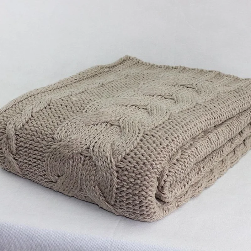 100% Acrylic Hot Selling Bed Use Cable Knit Throw