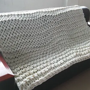 100% Acrylic Hand Made Super Thick Yarn Knitted Throw