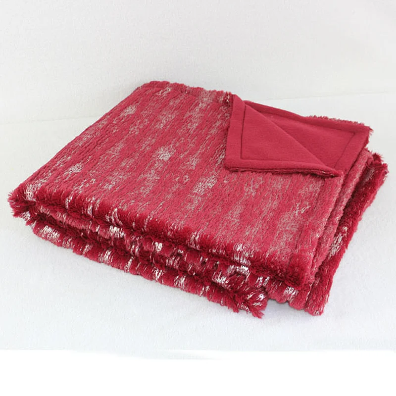 100%Polyester Stripe Foil Print Home Bed Sofa PV Fur Throw