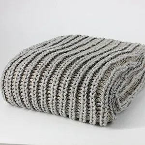 100% Acrylic  Hand Fringed Chunky Knitted Throw