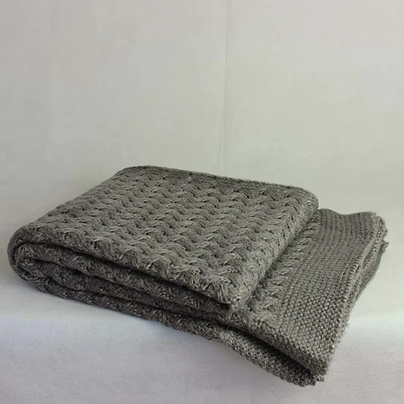 100% Acrylic  Sofa Decorative Knitted Cable Blanket