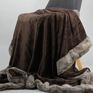 100% Polyester Faux Fur Border Winter Fleece Blanket