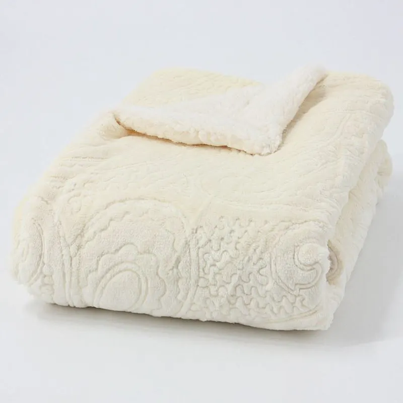 100%Polyester Embossed Flannel Sherpa Fleece Baby Blanket