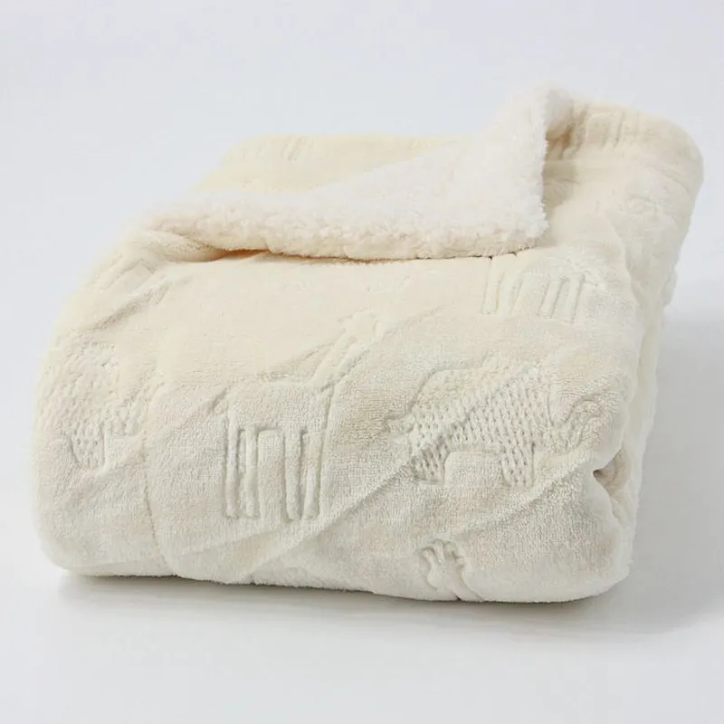 100%Polyester China Wholesale Brushed 2 Layers Super Soft  Plush Sherpa Korean Minky Baby Blanket