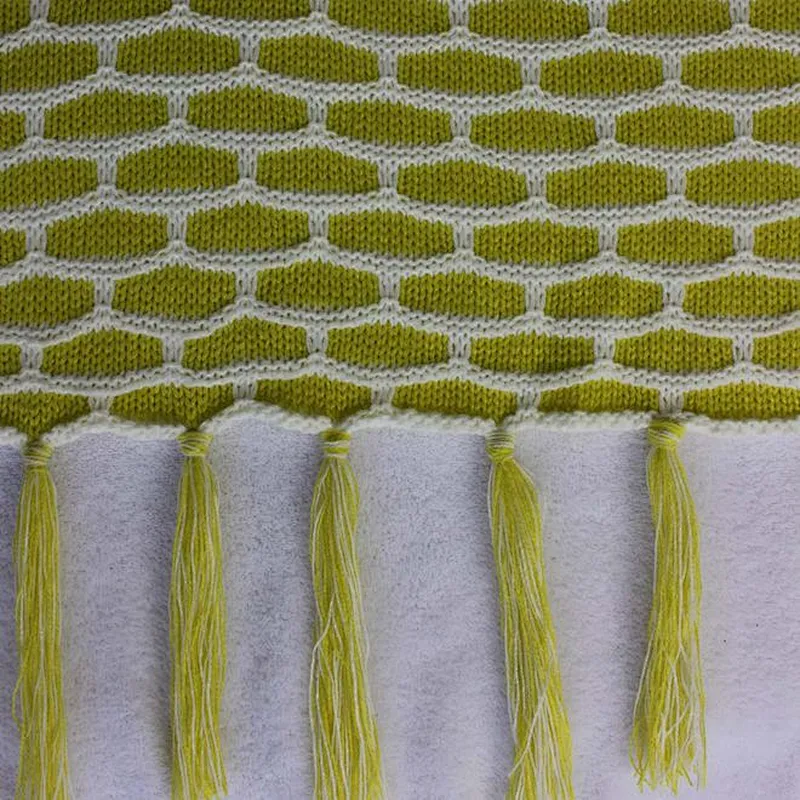 100%Acrylic Sofa Super Soft Fringe Jacquard Knitting Blanket