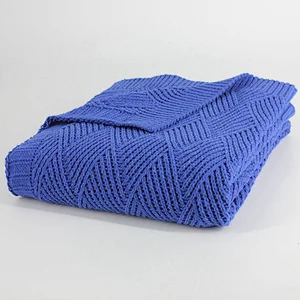 100% Acrylic Factory Cheap Geometry Knitted Throw