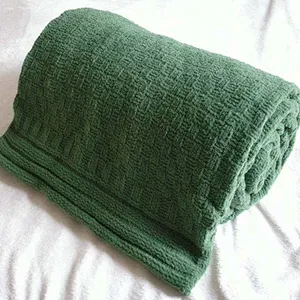 100% Acrylic Factory Cheap Chenille Knitted Throw