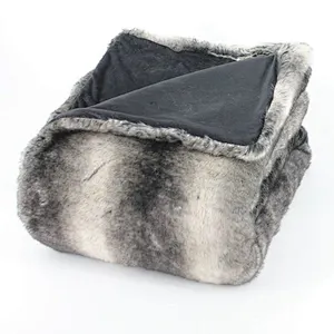 Acrylic/Polyester Stripe Printed Faux Animal Fur Throw Blanket