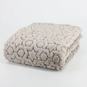 100% Polyester Hot selling Quilted Rabbit Fur Throw For Bed