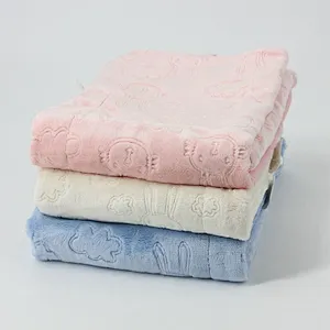 100%Polyester Double Layer Embossed Animal  Flannel Baby Blanket