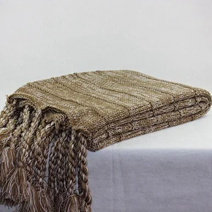 Chunky 100% Acrylic Sofa Decorative Blanket Knit Fringed Throw
