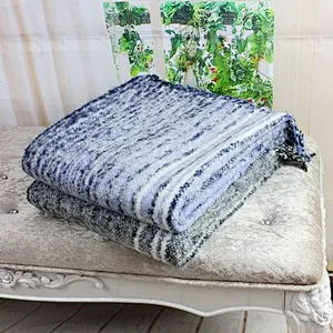 100% Acrylic Stripe-graded Hot Selling Europe Mohair Blanket