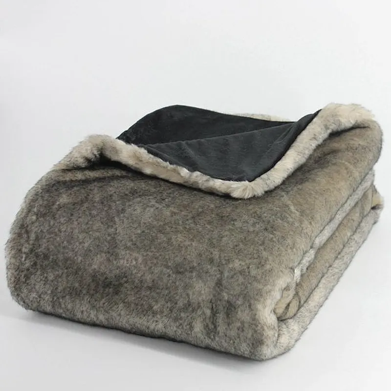 Acrylic/Polyester Discharged Luxury Faux Fur Blanket