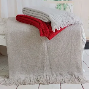 100% Acrylic Plain Color Mohair Woven Blanket