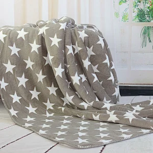 100% Polyester Super Soft Double Layers Star Printed Coral Fleece with  Sherpa Blanket