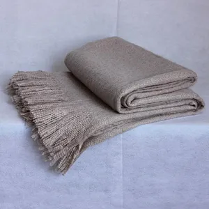 100% Acrylic Plain Color Mohair Woven Blanket