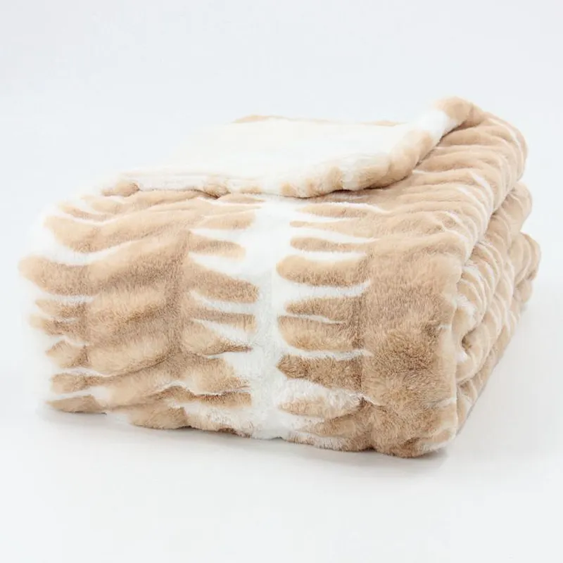 100% Polyester Tiger Design Heavy Spandex Elastic Faux Fur Luxury Blanket