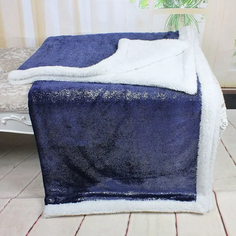 100% Polyester Double Layer Foil Printed Fleece With Sherpa Backing Blanket