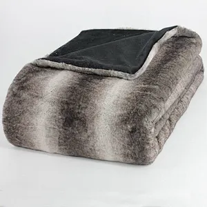 100% Polyester Printed Stripe Faux Fur Luxury Blanket