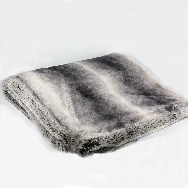 Acrylic Stripe  Printed  Brown  Luxury  Faux Fur Blanket
