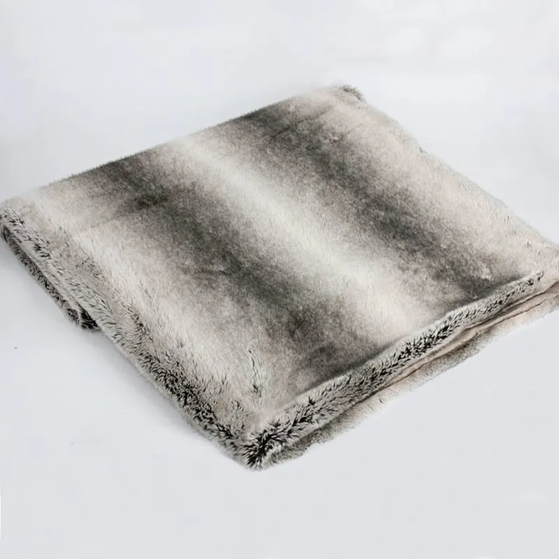 Acrylic Stripe  Printed  Brown  Luxury Faux Fur  Blanket