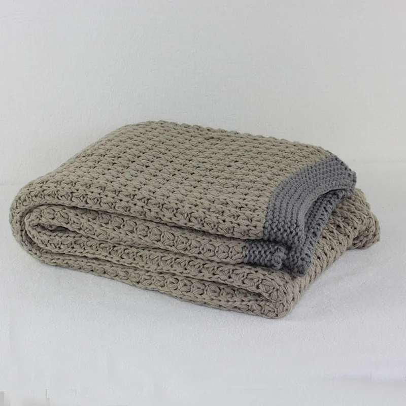 100% Acrylic Sofa Super Chunky Weighted  Hand  Knitted Plaid Throw