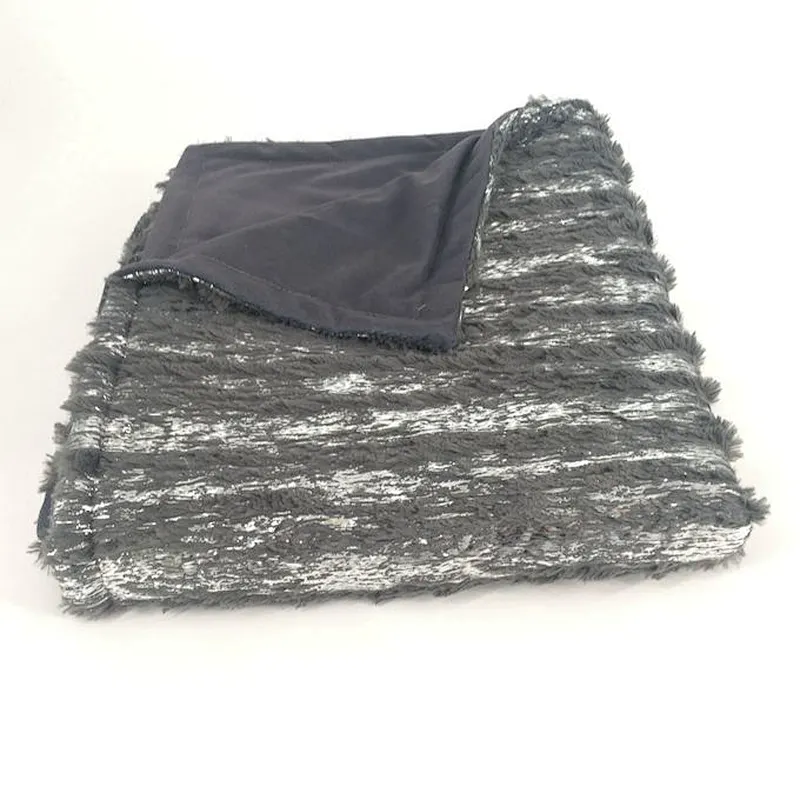 100%Polyester Foil Print PV Fur Throw
