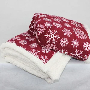 100%Polyester Double Layer Christmas Flannel Sherpa Heavy Fleece Blanket