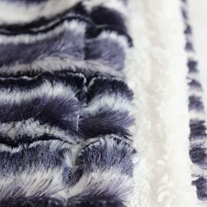 100% Polyester Multi Strips Printed Air-Brushed PV Fur Throw