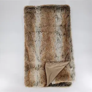 Luxury Home Decorative Sofa Bed Stripe Faux Fur Blanket
