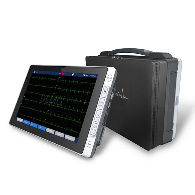 LTSE08 portable handheld rechargeable 6 channel digital 10 inch pad touch screen ecg machine for sale