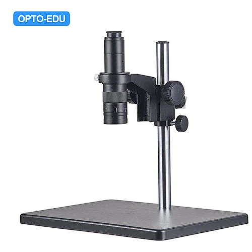 Microscópio de vídeo monocular com zoom, 0,7-4,5x, pedestal grande preto
