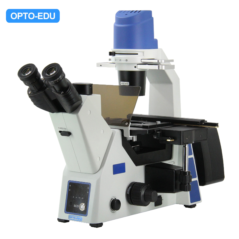 OPTO-EDU A16.0912 倒立型 LED 蛍光顕微鏡、セミ APO、BF+PH+FL、ECO