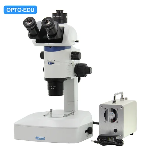 Parallel Zoom Stereo Microscope, 0.63x~8x, 1:12.5, APO, Incline & Bottom Light