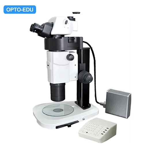 Parallel Zoom Flourescent Stereo Microscope, 0.75x-13.5x, 1:18, APO, Upper & Bottom Light