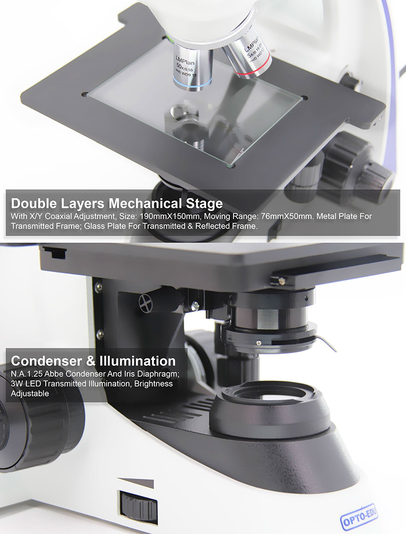 OPTO-EDU A13.3601-T Metallurgical Microscope, Transmit & Reflect