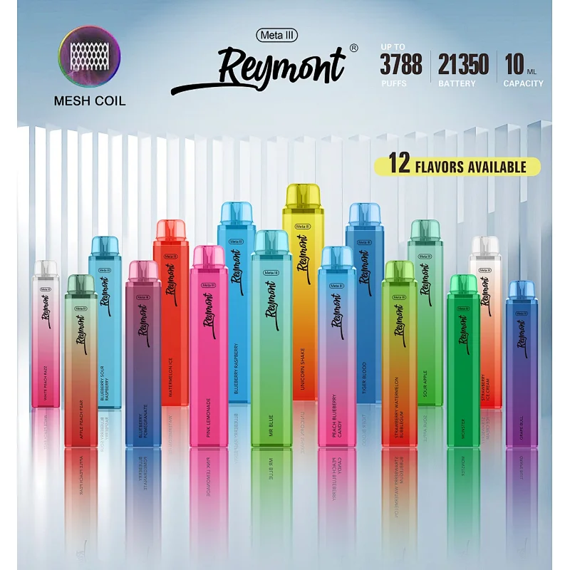Reymont Meta III, Reymont 3788, 3788 Puffs, Mesh Coil, 21350 Battery, 12ML Capacity, Reymont Vape, Reymont Disposable, Reymont Electronic Cigarette, Disposable Vape pen, Reymont Brand