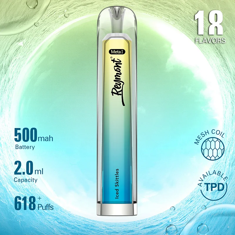 Reymont Meta I, Reymont 618, 618 Puffs, Reymont Vape, Reymont Disposable, Reymont vape pen, Disposable Vape pen, Disposable Electronic Cigarette, Reymont Electronic Cigarette, Mesh Coil, Reymont Crystal, Reymont TPD Available